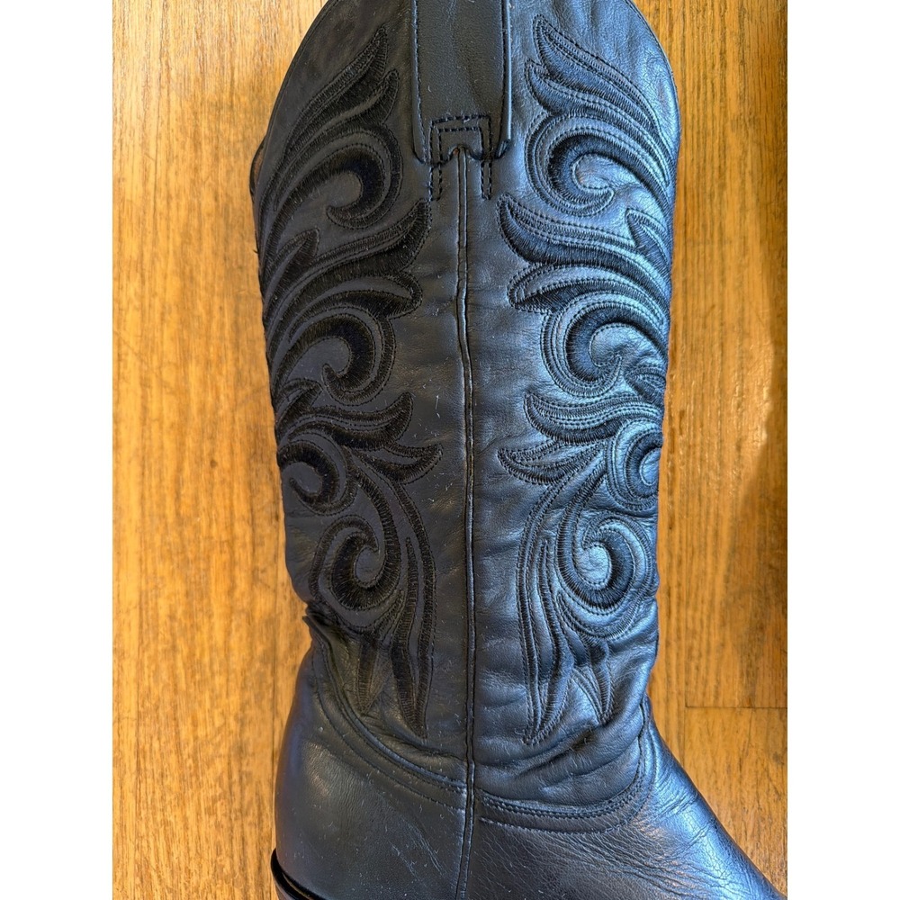 Lucchese Laurelie Black Cowhide Leather Boots M5064 Embroidered Pointed Toe 7.5B - Picture 5 of 14